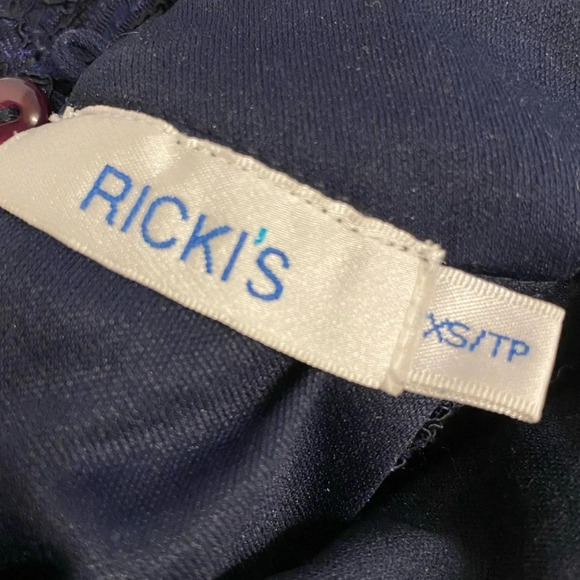 RICKI’S Navy Blue Dressy Lace High Neck Full Length Tank Top Size XS - Picture 10 of 10